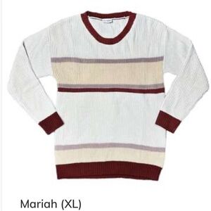 Lularoe Mariah Crew Neck Sweater Multi with Cranberry Trim size XL NWT